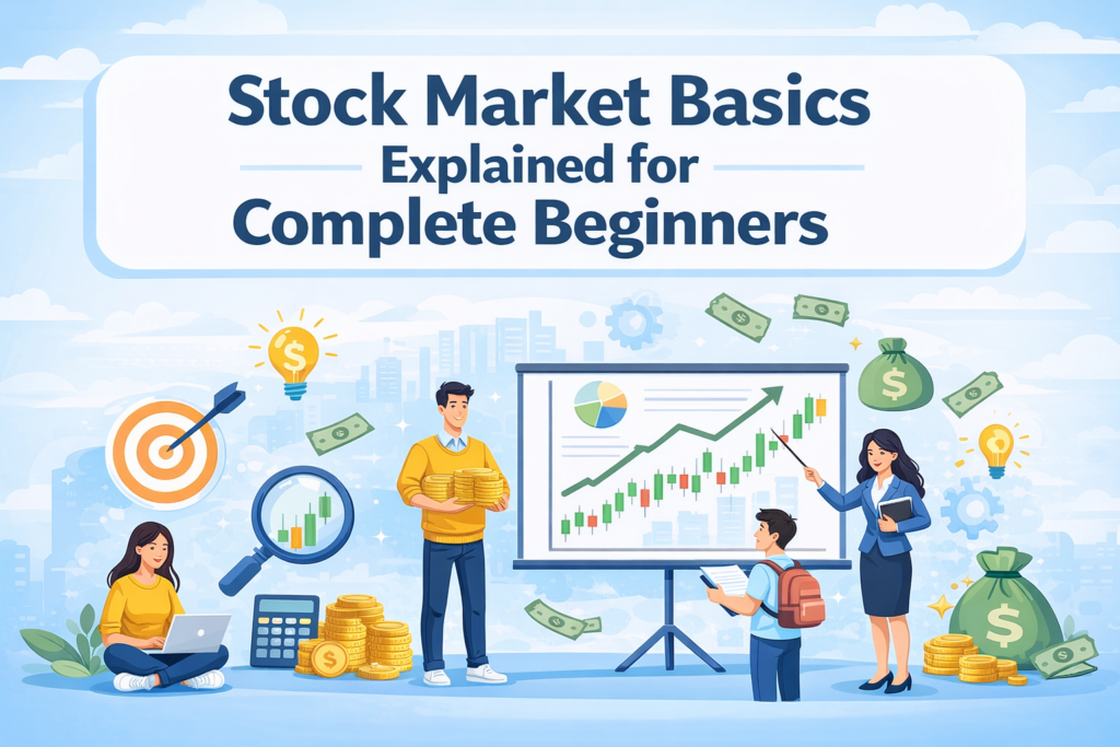 Stock market basics explained for complete beginners illustration